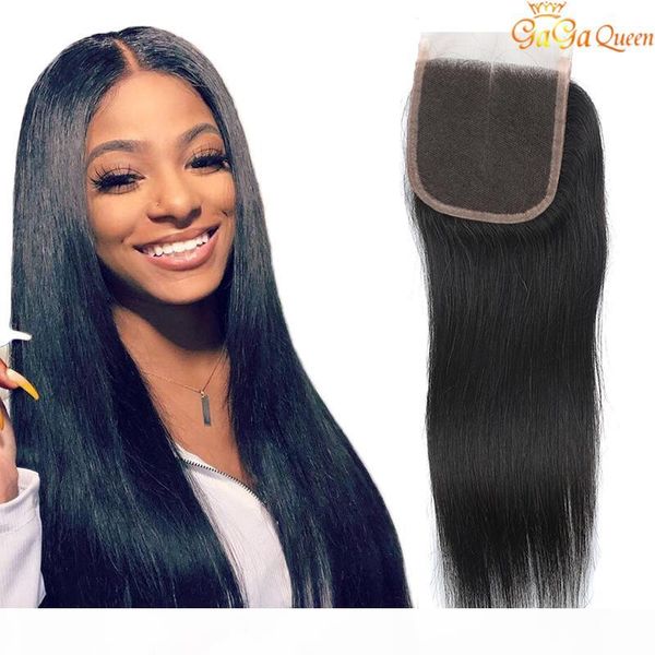 

wholesale straight hair closure 4 or 5 pcs unprocessed brazilian virgin hair straight 4x4 human hair lace closure, Black;brown