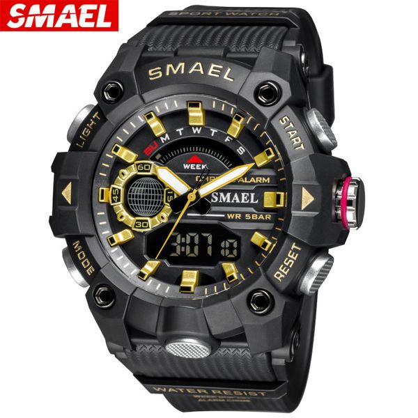 

smael smael new fashion sports outdoor waterproof multifunctional men's electronic watch, Slivery;brown