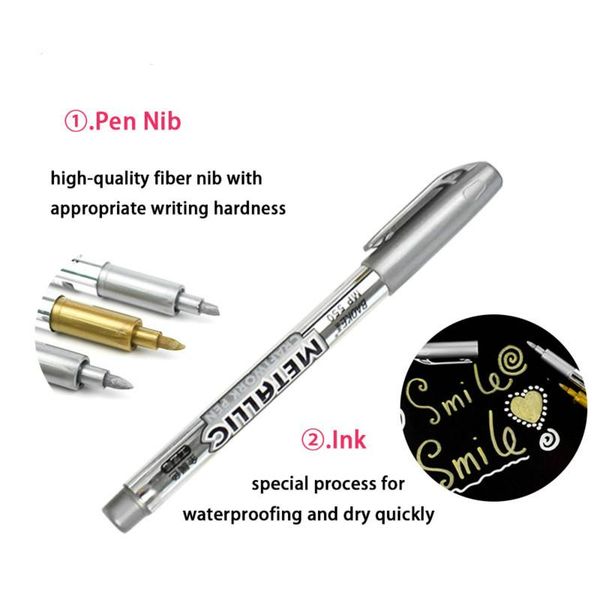 

золото серебро искусство металлическое цвет diy альбом скрапбукинг маркер ручка канцтовары папелария школьная канцтовары поставки f wmtbpg