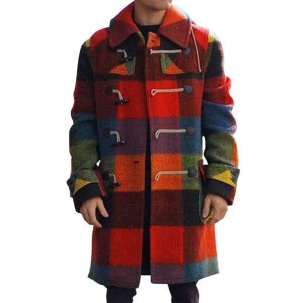 

мужчины одежда повседневная требовое пальто мужчины с длинным рукавом проверена печатная парки куртка плюс размер зимний вай зимние пальто s, Black