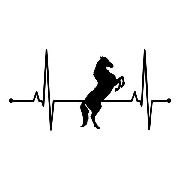 

14.8cm*7.4cm horse lifeline heartbeat love pet vinyl black/silver decal car sticker c22-1017