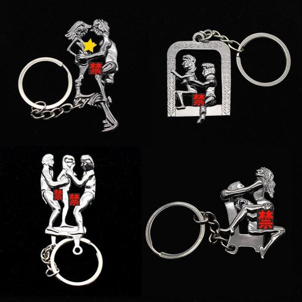 

lover alternative fashion simulation activity jewelry happy man funny couple keychain charm gift for friends, Silver