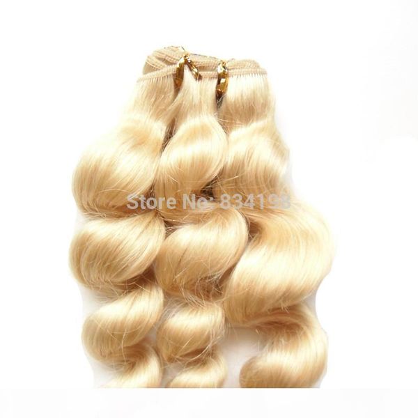 

100% human brazilian hair weaves 10-30" virgin brazilian curly weave hair extensions bleach blonde loose wave brazilian hair, Black