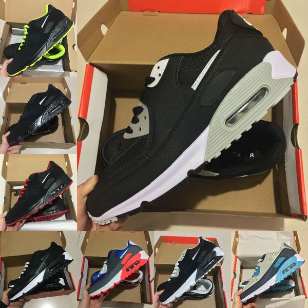 

wholesale new cushion 90 running shoes men women airs black white air90 classic airs designers trainer 90s outdoor sports shoes s986
