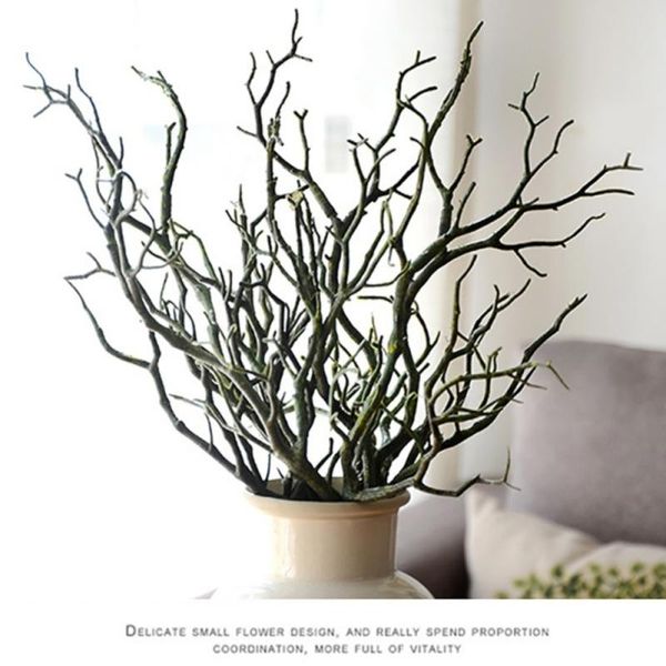

3pcs 36cm manzanita dry artificial fake foliage plant tree branch wedding home church office furniture green white