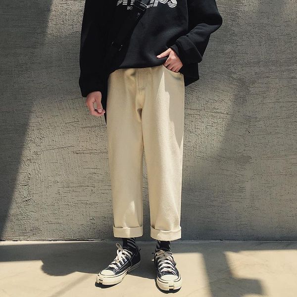 

2020 spring summer korean style wild wide leg pants men casual loose drape wide leg pants for men trousers,m-3xl, Black