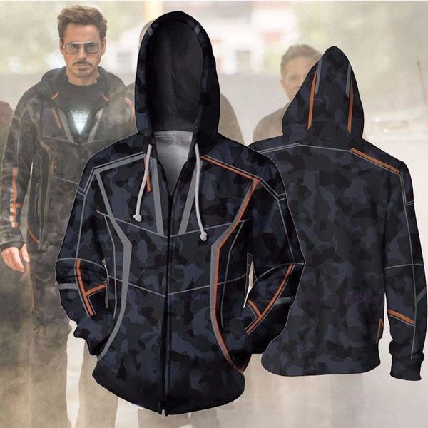 

tony stark hoodie sweatshirt oversized hoodies streetwear casual tracksuit cospaly clothes for men women 3d print zipper hooded c1117, Black