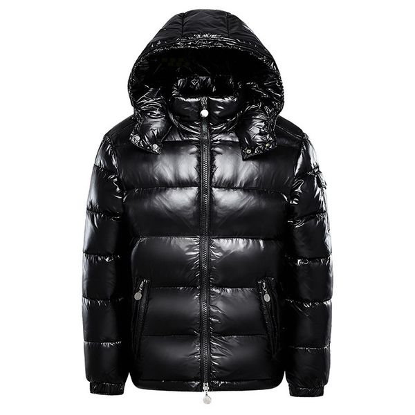 

men winter jacket solid color softshell coat winter coat low down jacket puffer jacket sportwear outfit hooded outfit-5, Black