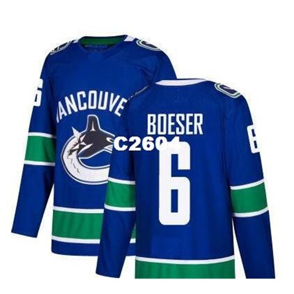 

real men real full embroidery vancouver canucks jersey #6 brock boeser hockey jersey or custom any name or number, Black