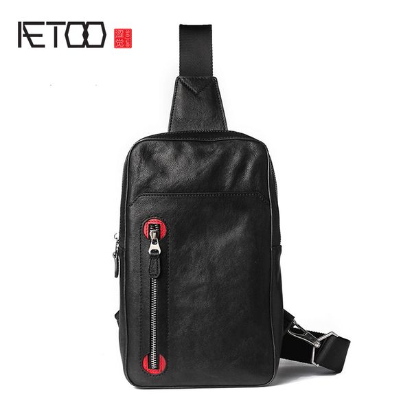 

aetoo men's chest bag, leather sports casual shoulder bag, men's leather slant bag