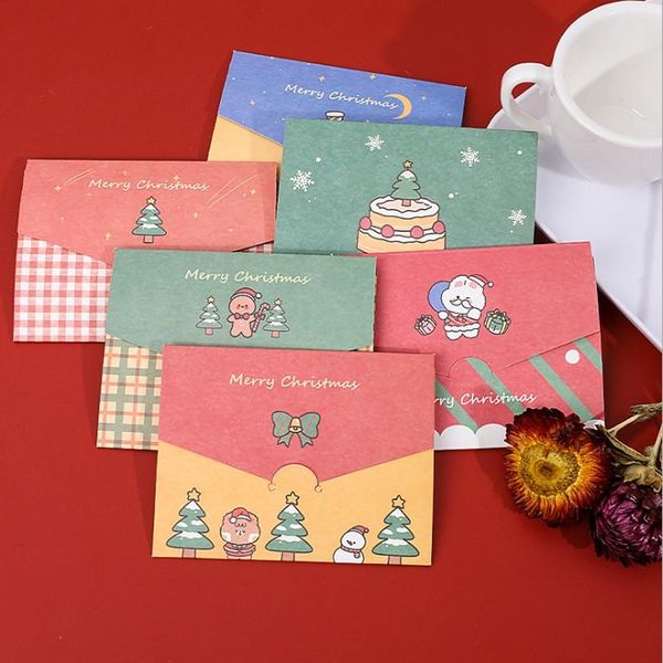 

greeting cards 1pc cartoon christmas series card envelope diy folding small message