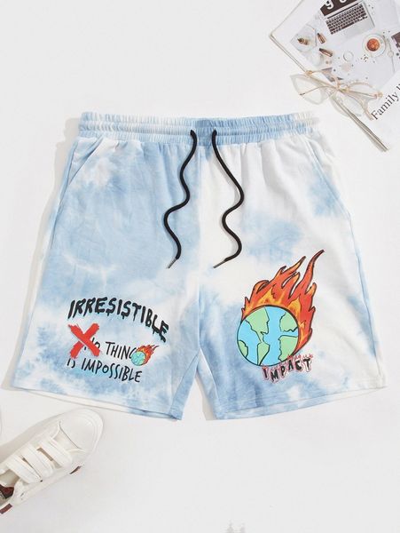 

men letter & earth graphic track shorts u4ry#, Black