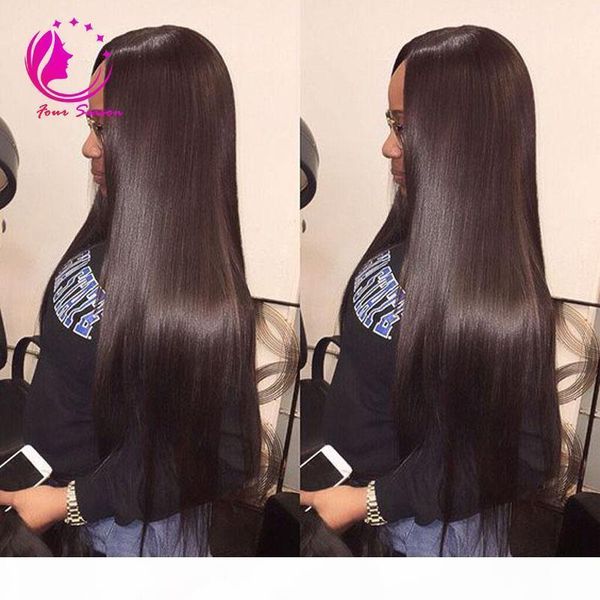 

100% virgin brazilian full lace human hair wigs silky straight glueless lace front wig 130-180 density full lace wig for black woman, Black;brown