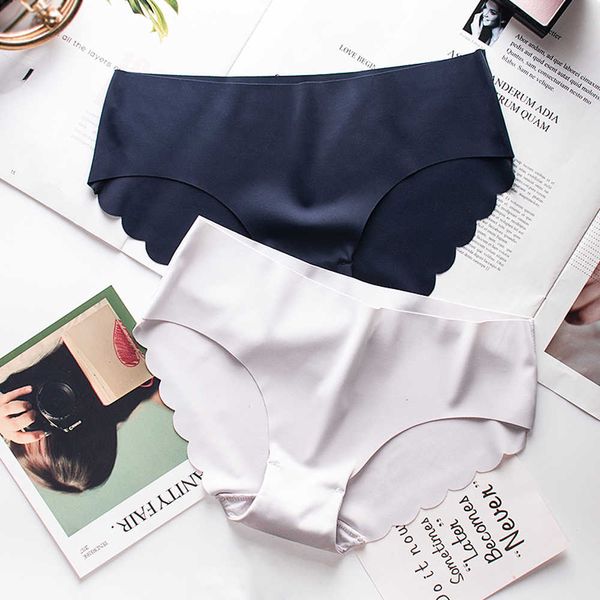 

1pcs summer women's panties seamless briefs ultra-thin traceless trimming ruffles soft underwear women lingerie, Black;pink