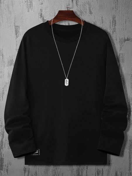 

men letter patch round neck tee d0mm#, White;black
