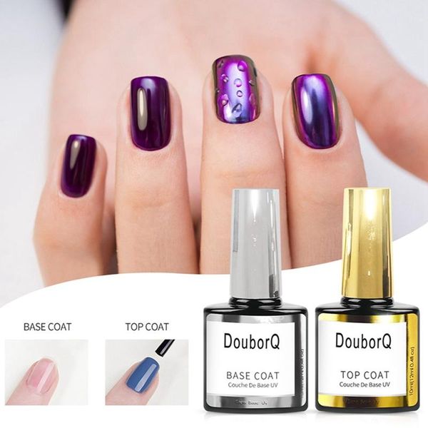 

2pcs/set uv gel base coat 10ml for nail gel polish base transparent clear manicure nail primer varnish set, Red;pink