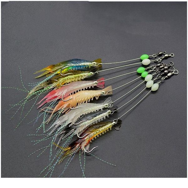 

1pcs 8cm/5g luminous simulation prawn soft shrimp floating shaped worn fake lure hook isca fishing lure artific sqcula
