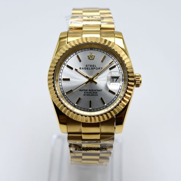 

high stainless automatic 36mm datejust tone quality gents mechanical movement two silver silver watches men sweep steel 2813 wristwatch seal, Slivery;brown