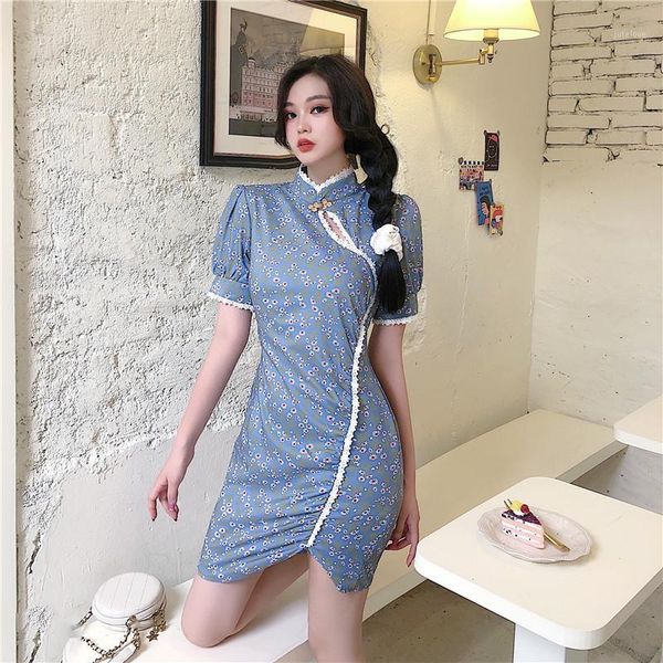 

coigarsam 4xl plus size french style women dress cheongsam dresses 89931, Black;gray