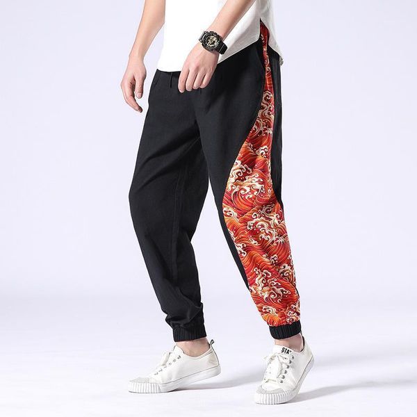 

spring/summer 2021 new men's leggings chinese style harlan casual pants loose plus size radish pants bloomers men1, Black
