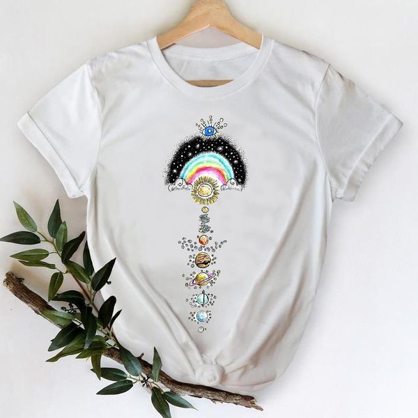 

футболки женщины 2021 мультфильм луна винтаж милый 90-х годов мода одежда печатает графическую футболку top lady print женская футболка, White