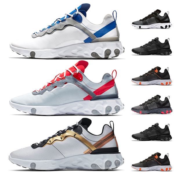 

react vision running shoes for men women white black pn dust orange volt epic react element 87 55 sports trainers sneakers, White;red