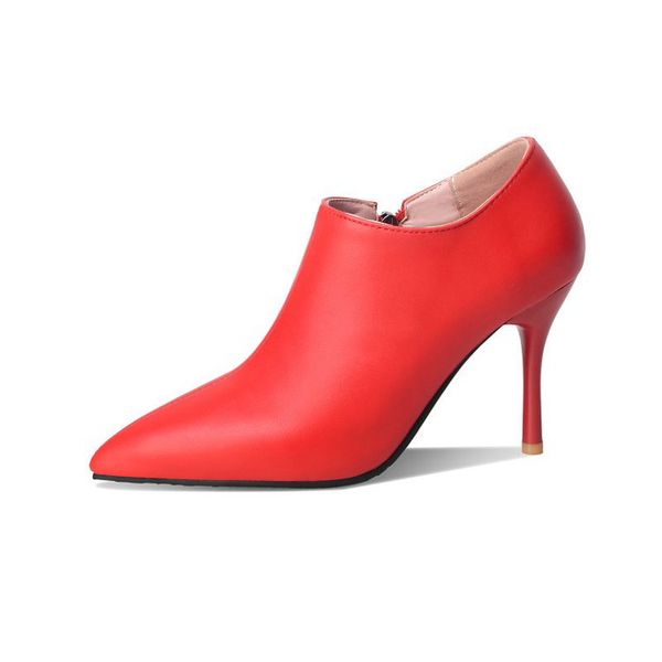 

pointed out toe stilettos ankle boots for woman ten inches heels high female bombs spring big 45-sized shoes, Black