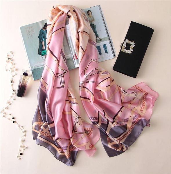 

scarves fashion chain print scarf women long shawl elegant scraf, Blue;gray