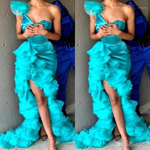 

modern one shoulder turquoise mermaid prom dresses custom made ruched ruffles satin long evening gowns vestido de novia1, White;black