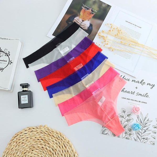 

x one-piece ultra-thin ladies panties thong women mesh no trace solid color low waist g-string for women1, Black;pink
