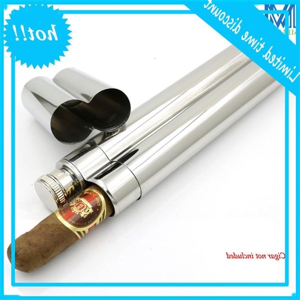 

2 oz rvs pocket flask mirror polished included 1 cigarette tube travel tool poison for man and woman