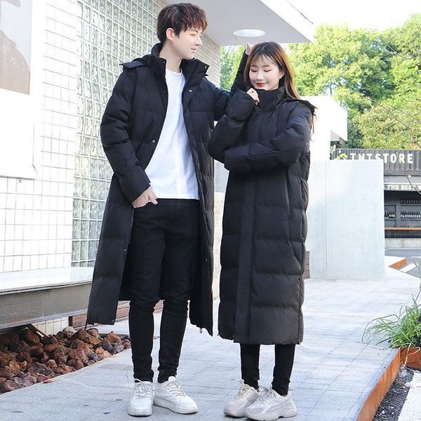 

men's down & parkas mens long padded jacket coat brand winter men solid black male fleece thick warm overcoat parent-child windbreaker