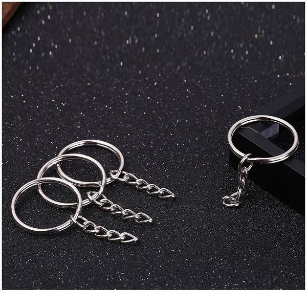 

20pcs/bag metal polished 25mm silver color key ring split ring with chain rings women men keyfob diy key chains acc qylteh, Red;blue