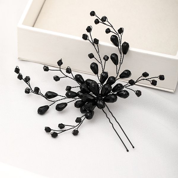 

black color crystal hairpins handmade vintage baroque tiara headpiece wedding headdress women bridal hair accessories jewelry, Slivery;golden