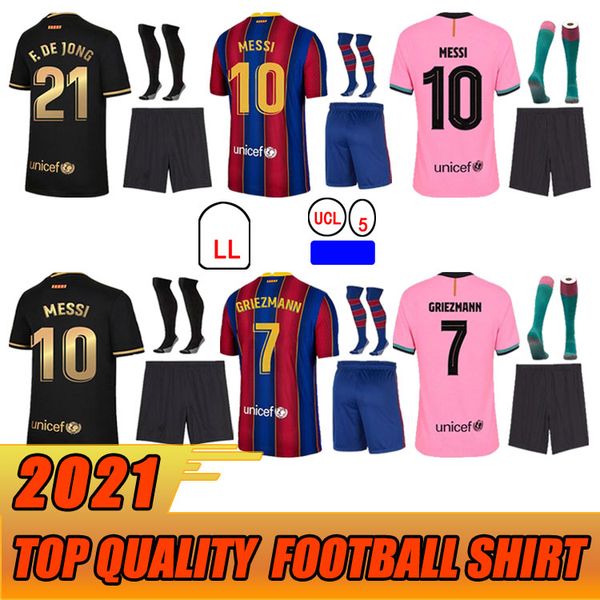 

men+kids kit socks soccer jersey barca 20 21 ansu fati 2020 2021 griezmann f.de jong clasico fourth football shirt men, Black;yellow