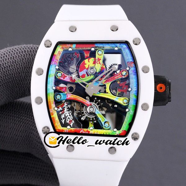 

top new rm68-01 cyril phan doodle master miyota 28800 hz автоматическая мужская часы стальная белая керамика чехол белый резина спорт hwrm h, Slivery;brown