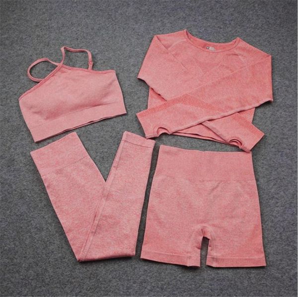 

женщины embless vital yoga set 4 шт. тренировка одежда футболки спорт бюстгальтер высокая талия леггинсы спортсхождение джога одежда suitsds, White;red