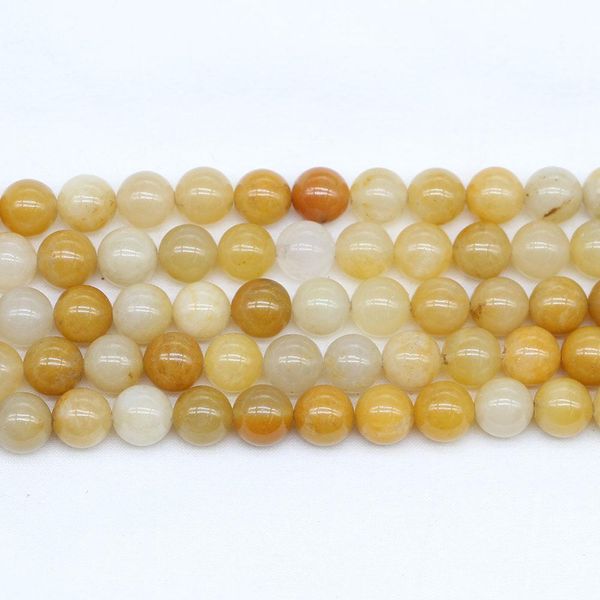 1Strand Lot 4 6 8 10 12 mm Naturstein gelber Jasspers Perle Runde lose Abstandshalterperlen für Schmuck Erstellen Erkenntnisse DIY Armband H Jllfub