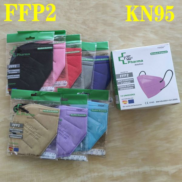 FFP2 CE Mask KN95 N95 UE Whitelist Respirador Filtro Anti-Nevoeiro Haze e Influenza Dustroof Filtração 95% Reutilizável 5 Camada Protetora