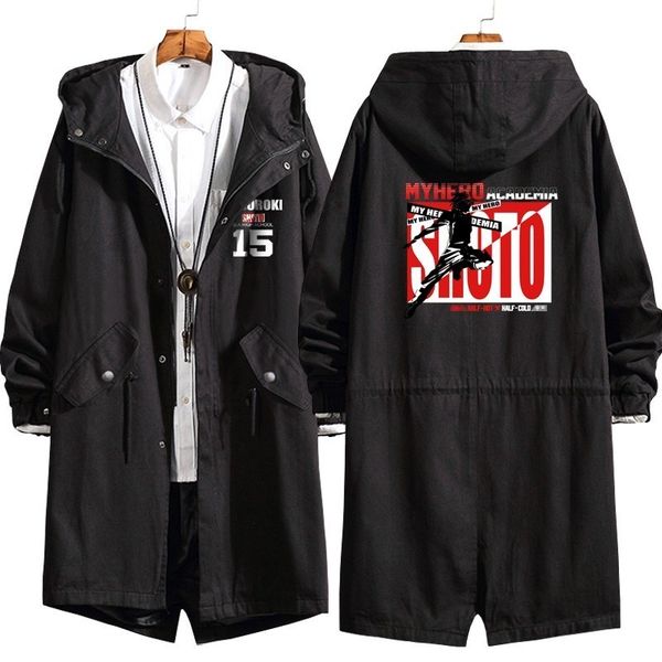 

2021 new anime my long coat boku no hero academia todoroki s cosplay trench jacket sweatshirt thicken overcoat 74uc, Black