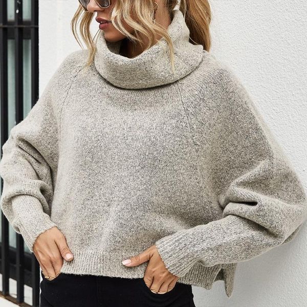 

women's sweaters 2021 fall winter sweater for women batwing sleeve turtleneck pullovers ladies casual knitting jumper female loose swea, White;black