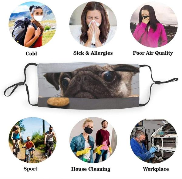 

взрослая маска для лица + 2 шт. фильтры моющиеся тигровые собаки печать ткань маска для ртаки многоразовая рот крышки дышащего mondmasker ma