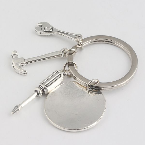 

one if dad can't can fix it no hand tools keychain daddy rings father key chain keyring jewelry accessories gift, Silver