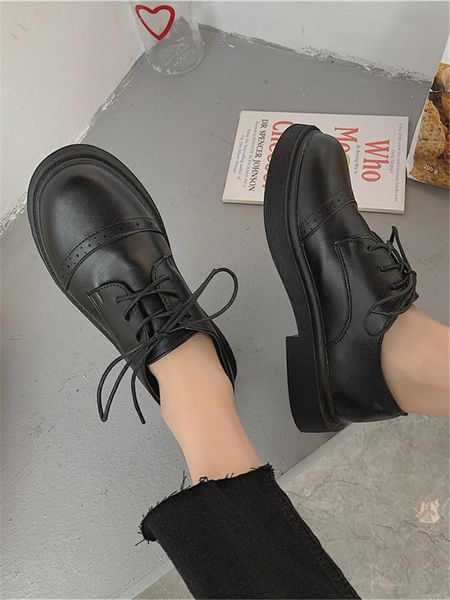 

2020 новая корейская версия ретро кружева маленькая обувь мода британский колледж ветер оксфордские туфли женские плоские м5-50, Black