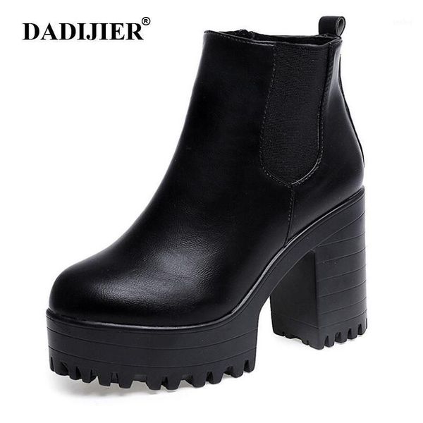 

dadijier botas mujer fashion women boots square heel platforms zapatos thigh high pump boots motorcycle shoes wyq601, Black