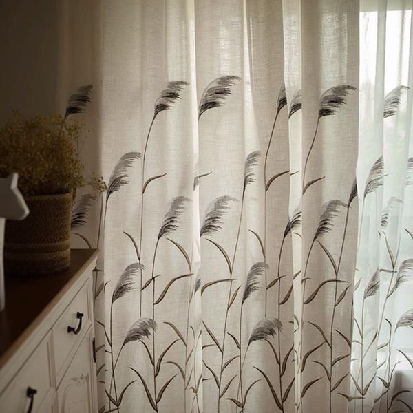 

embroidery reed tulle curtains for living room kitchen window curtains for bedroom american pastoral style textile home