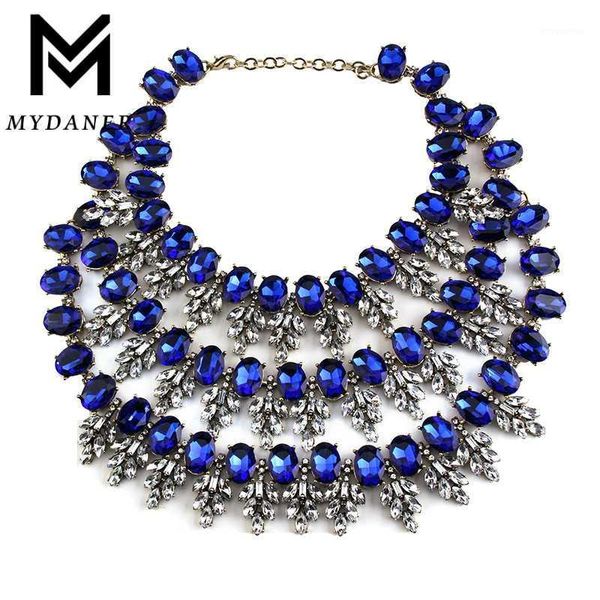 

mydaner women crystal choker gem beads boho collier femme multilayer statement pendant collar maxi necklace for women1, Golden;silver