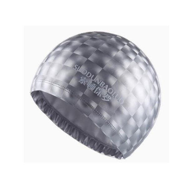 

crystal water cube grids взрослые pu тканью водонепроницаемый ухо длинные защитные волосы купальники бассейн плавательные воды шапки для муж