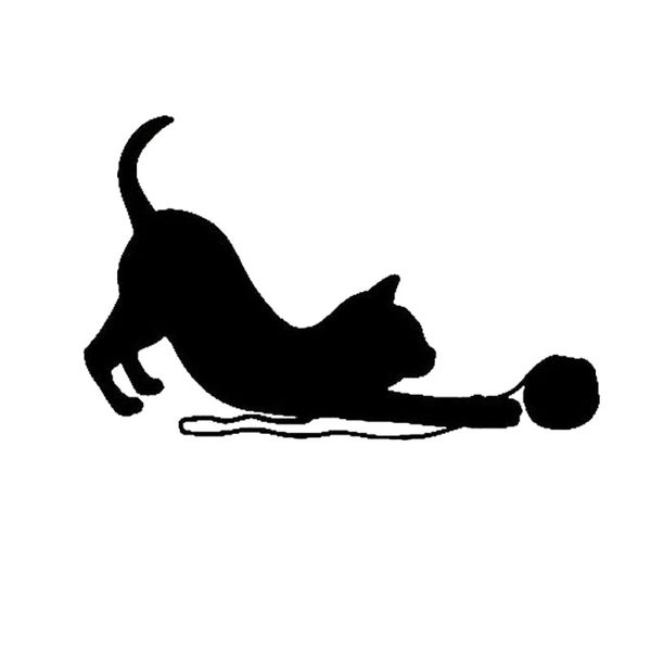 

14*8.7cm cat playing with ball of yarn car sticker cute funny animal decorative car accessories c4-0704