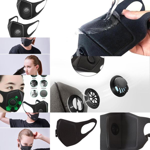 

mw4factoryface mask dust mssk filters reusable black individually packaged washable masks with breathing valve dhl expre